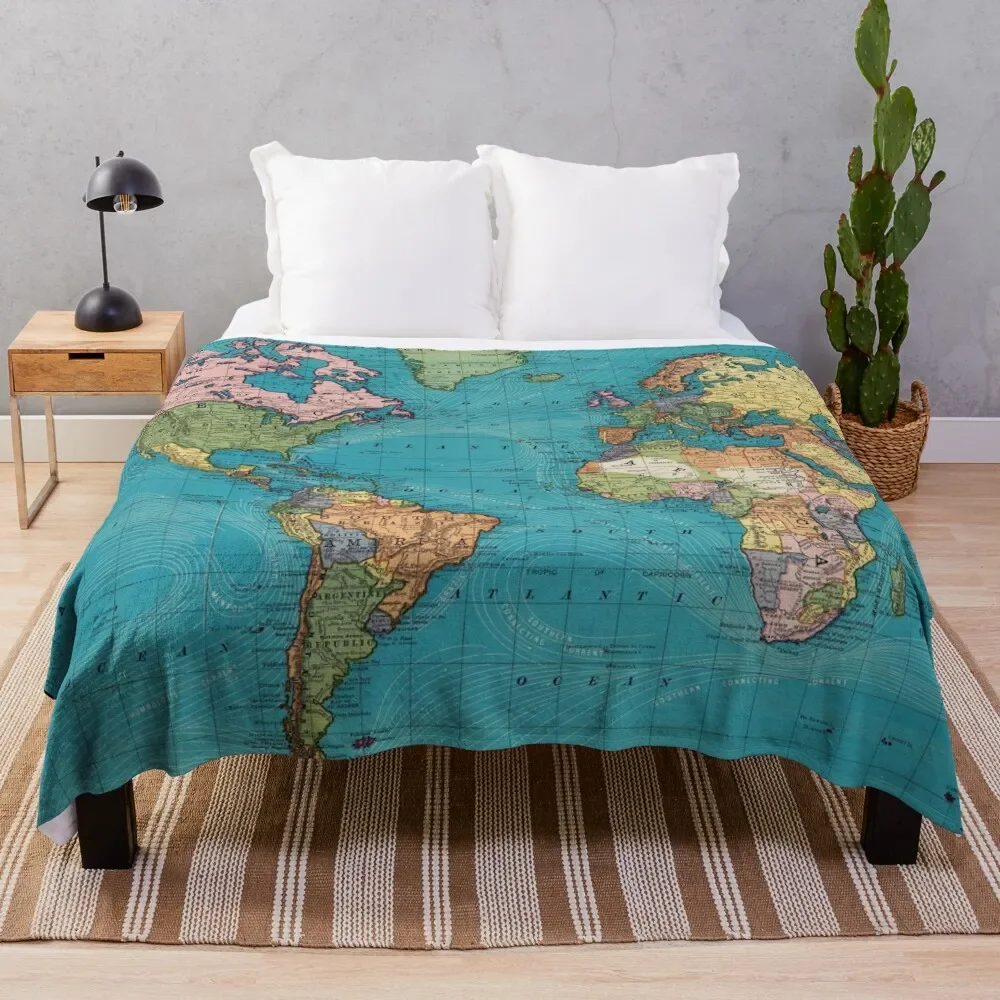 

Vintage Map of The World (1897) Throw Blanket