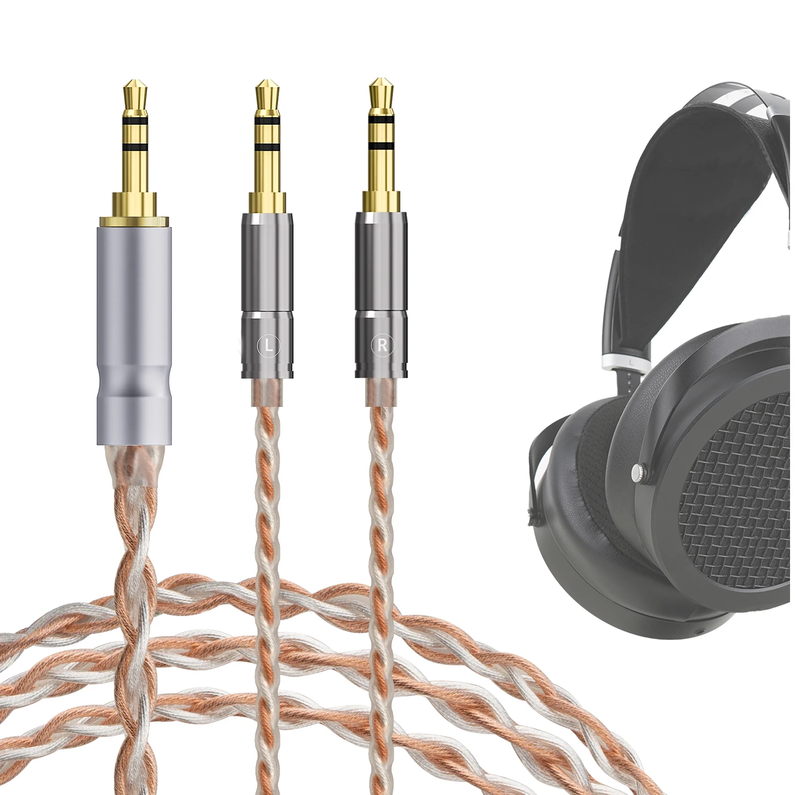 

Geekria Apollo Copper Silver Braid Upgrade Audio Cable Compatible with HIFIMAN SUSVARA UNVEILED SUNDARA Ananda Arya HE4XX