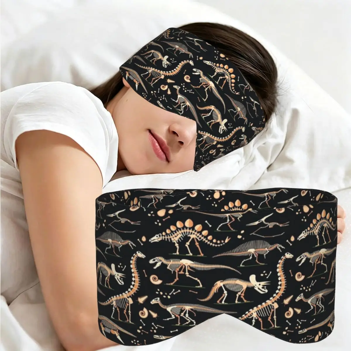 Antifaz para dormir con diseño de fósiles de dinosaurios para Halloween, antifaz portátil que bloquea la luz para niñas y niños, regalo para viajes y fiestas, antifaz para los ojos