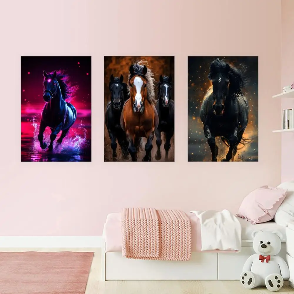 Galloping Steed Horse Colored Inkjet Paints Decorative Wall Home Party Decoration Festival Gifts Synthetic Canvas No frame