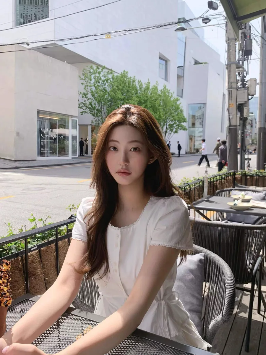 

Sweet Sle ort Sve Women's irt Lace Trim Single Button Waist Cinched Length Top Dongda Gate White Floral Print