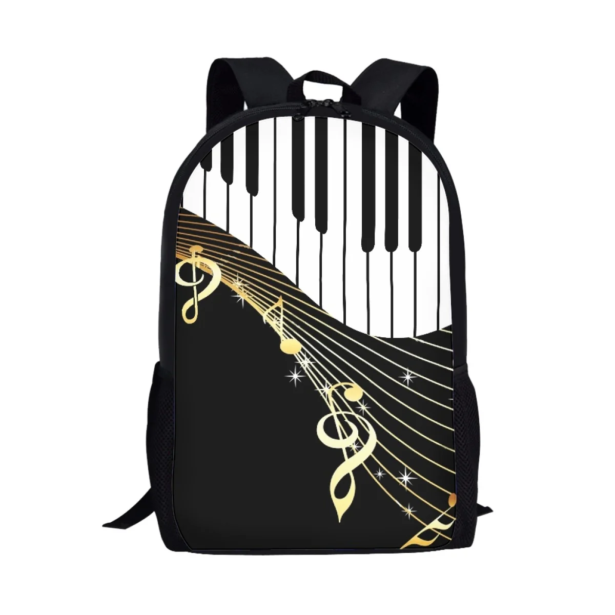 

Piano Notes Black and White Pattern Large Capacity Student School Bags for Boys Girls Kids Bookbag Men Casual Shoulder Backpack