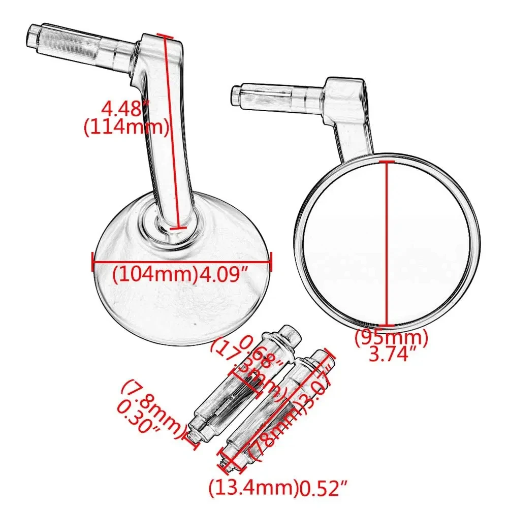 22mm Motorcycle Round Side Mirror Handle Bar End Rearview Mirror For Harley XL883 XL1200  Honda Kawasaki Suzuki Yamaha Scooter