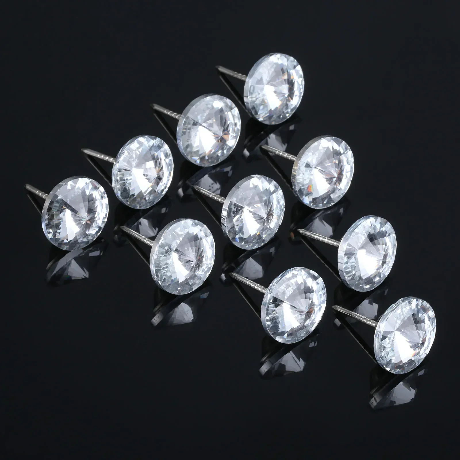 10Pcs 22mm Diameter Crystal Glass Upholstery Nails Decorative Buttons Tacks Studs Pins Crafts Sofa Wall Furniture Decoration