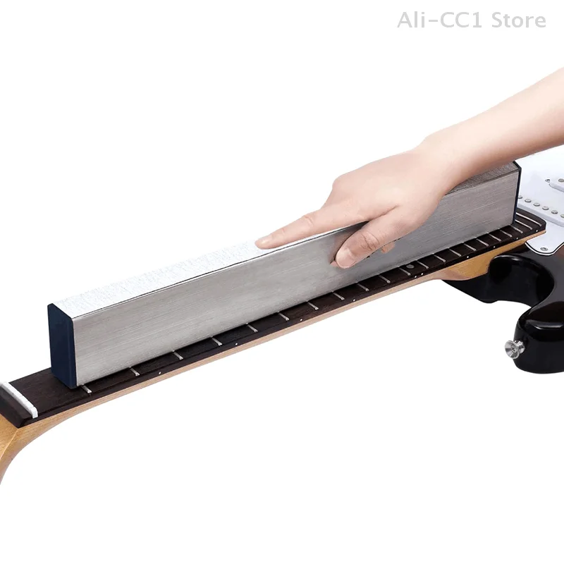 1Set Guitars Neck Fret Beam Leveling Bars Luthier Tools With 6pcs Sandpaper Silver Aluminum Musical Instruments Accessories