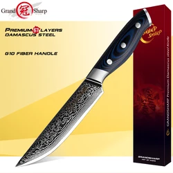 Damascus Steak Knife Chef Kitchen Tools VG10 Japanese Stainless Steel Utility Tomato Gadgets Blue G10 Handle Slicing Cutlery