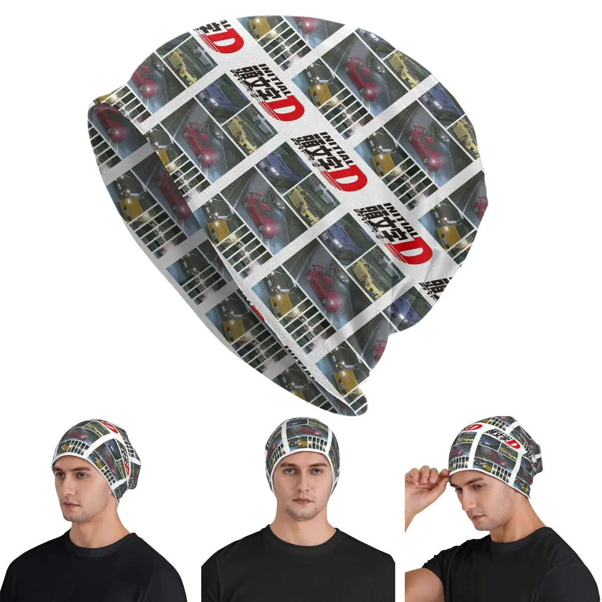 Initial D Neon Ae86 Skullies Beanies Hats Warm Autumn Winter Outdoor Cap Knitted Bonnet Caps for Unisex Adult