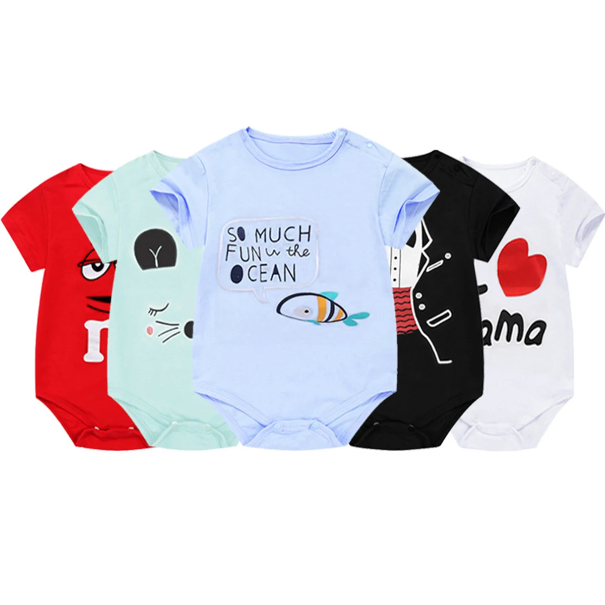

Cute Newborn Baby Romper Cartoon Cotton Short Sleeve Bodysuits Infant Jumpsuit Infant Clothings