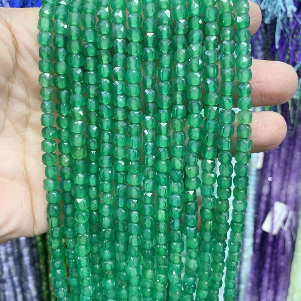 Natural diopside  turquoise Stone Beads  4x4mm amethyst Cube DIY Loose Beads For Jewelry Making Beads Necklace15