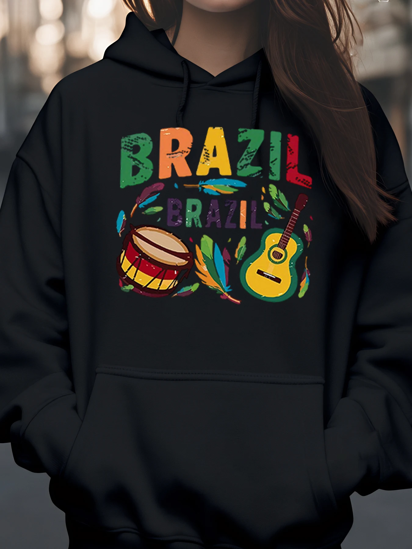 

Толстовка с принтом музыкальных инструментов в Бразилии, карнавальный фестиваль, повседневная одежда для женщин и мужчин