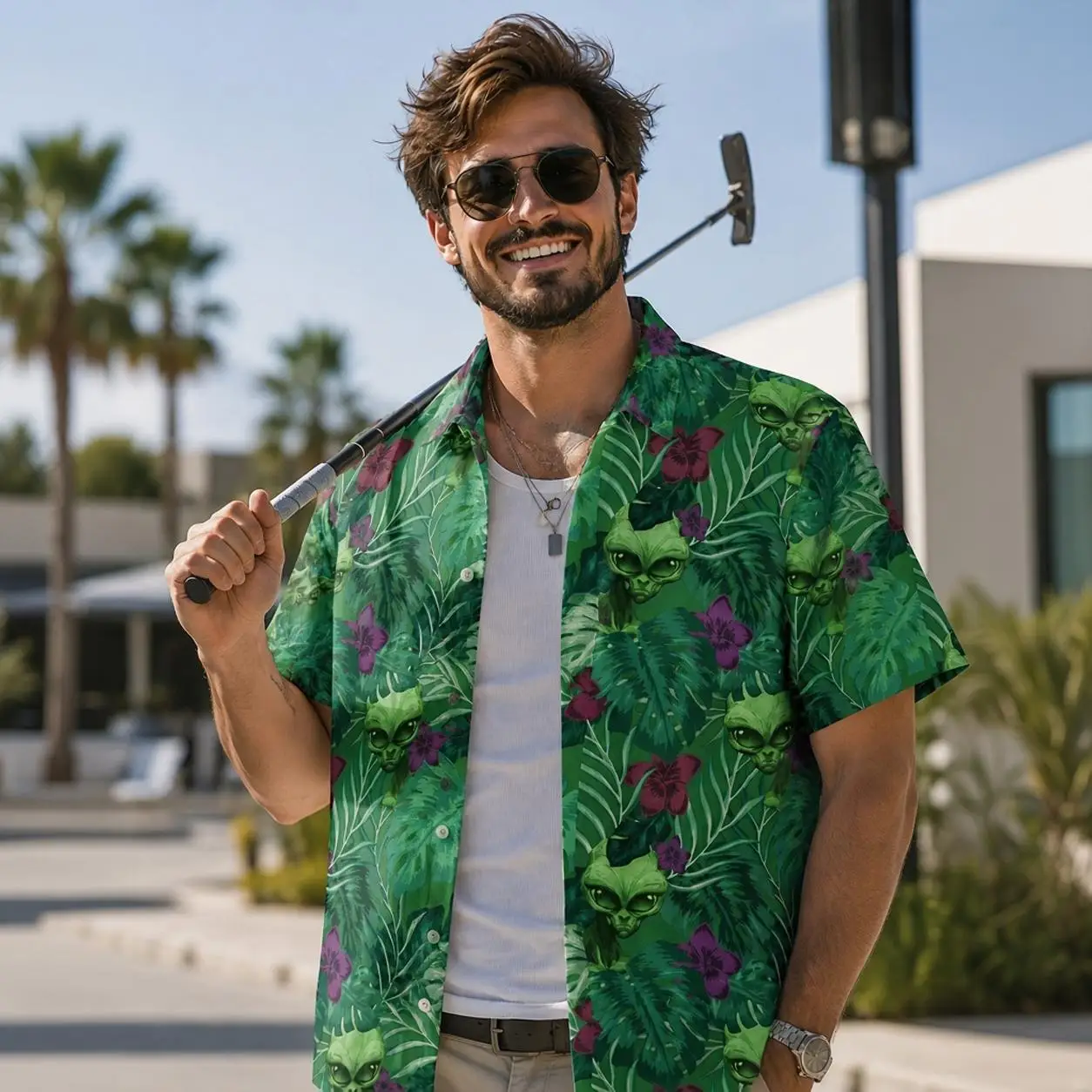2026 New Game Merch Shirt Summer Grand 6 Hawaiian Style Cosplay Costume Men Tropical Print Button Down Casual Beach Shirts