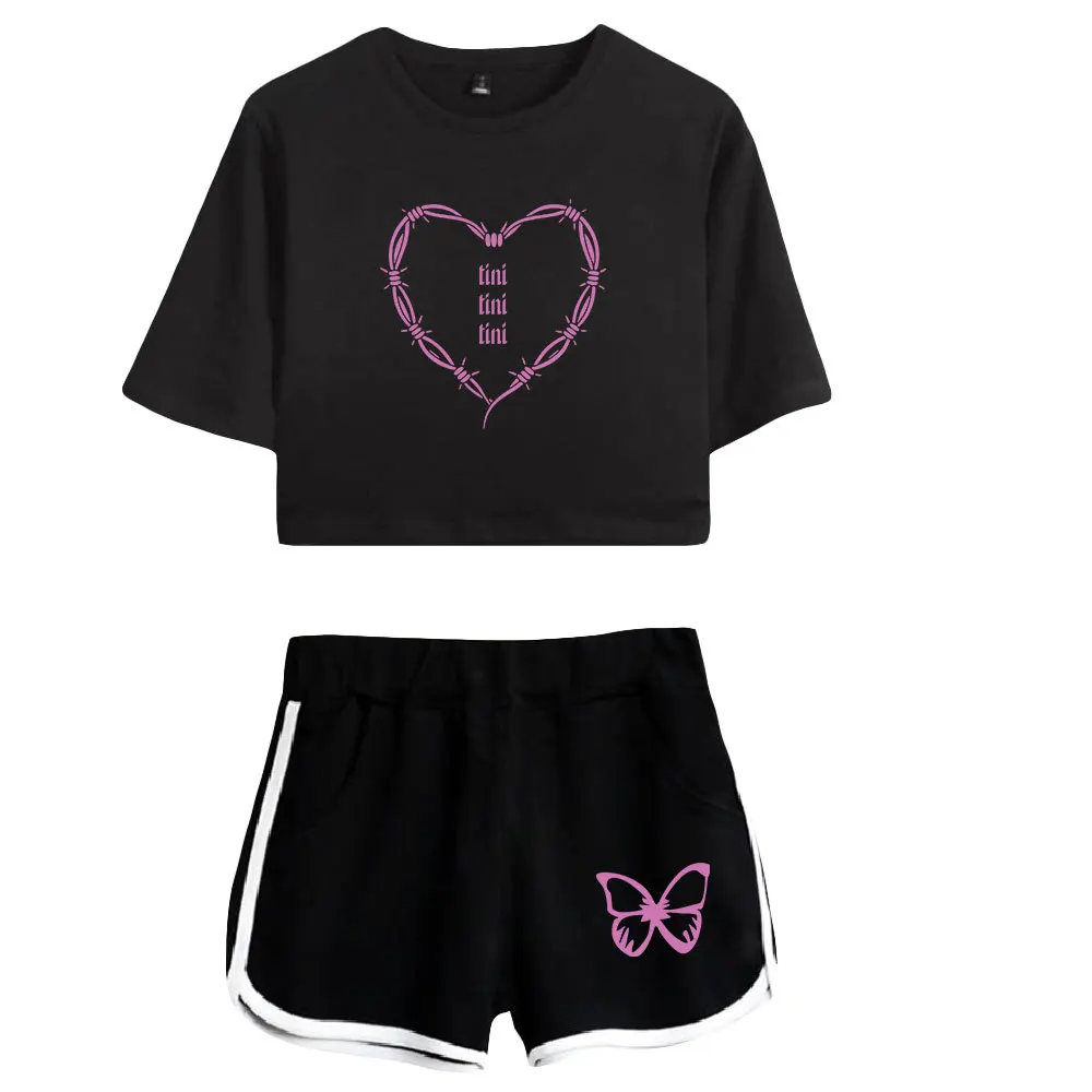 Tini Tour 2023 Tini Stoessel Merch Summer Women's Sets Crop Top Shorts Two Piece Outfits Casual Ladies Tracksuit Sportwear Suit image 3