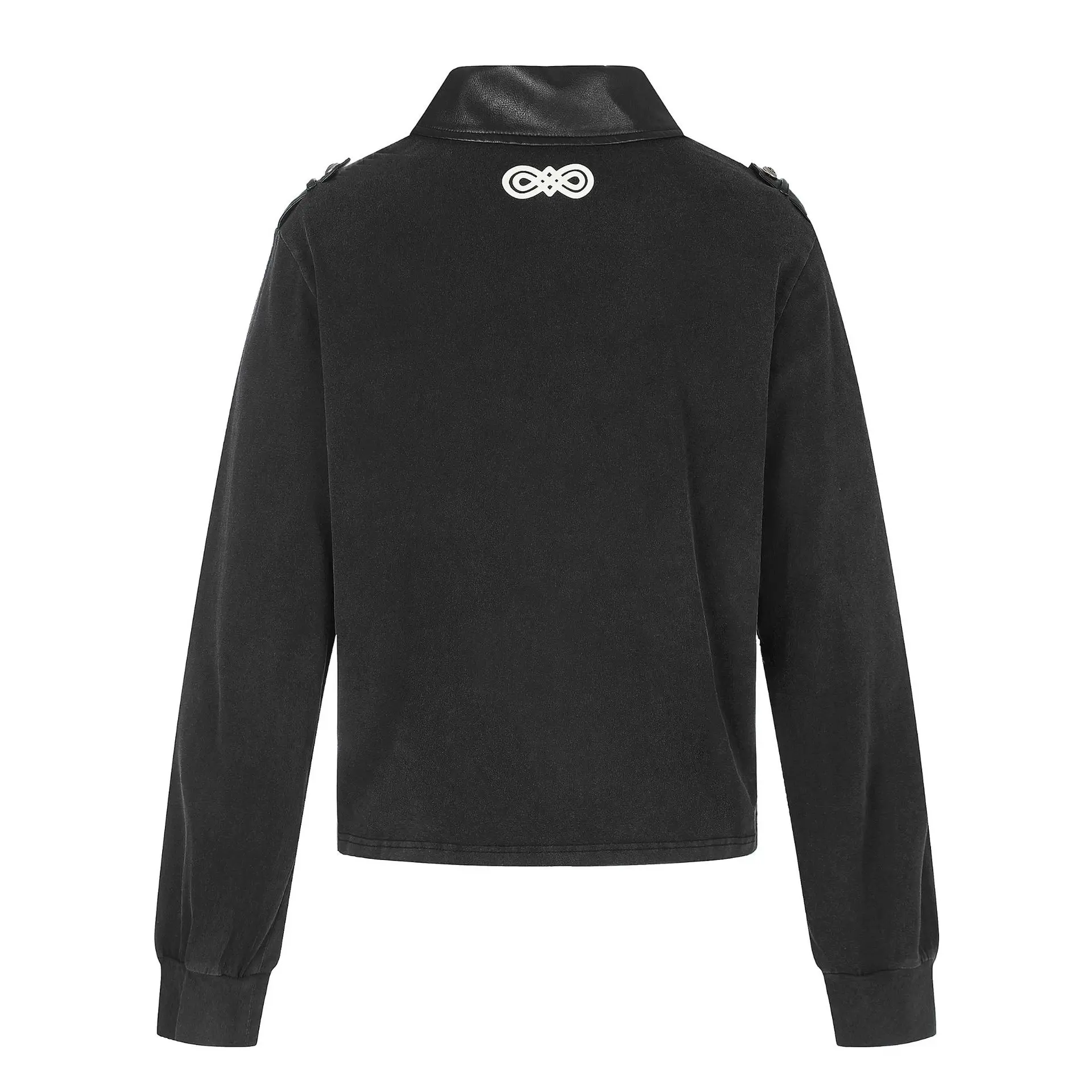 High Street T-shirts Men's Vintage Washed Palace Embroidered Long Sleeved Polo Autumn Streetwear Casual Tshirt Top