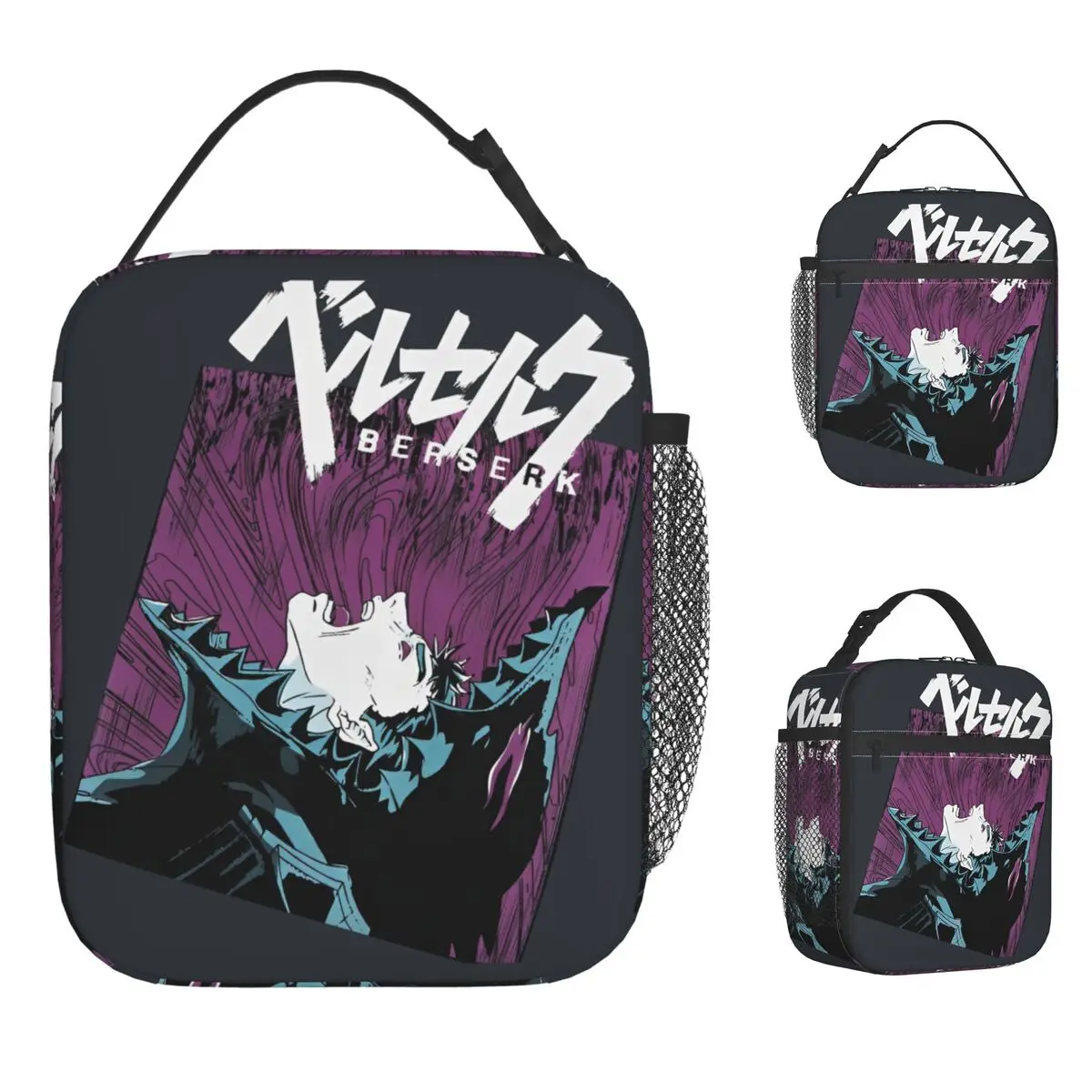 

Japanese Anime Berserk Lunch Bag For Unisex Guts Cool Manga Lunch Box Retro Travel Cooler Bag Waterproof Thermal Tote Handbags