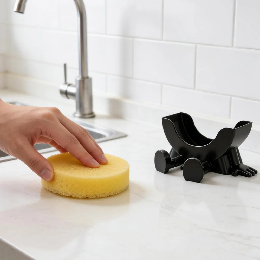 Cute Hanging Sponge Holder with Drainage, 3D Printed Funny Sponge Holders for Kitchen Sink, Peeing Scrub Sponge Holder