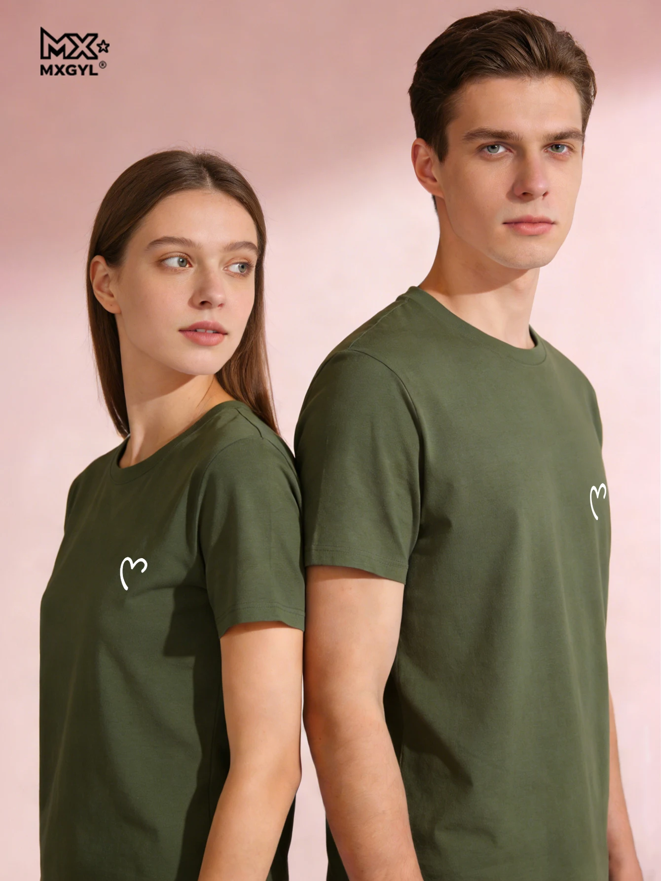 

Oversize Summer Couple Tops Cotton Tee Shirts Men Casual T-shirt Simple Love Heart Print Tshirt O-Neck Short Sleeve Man Tops
