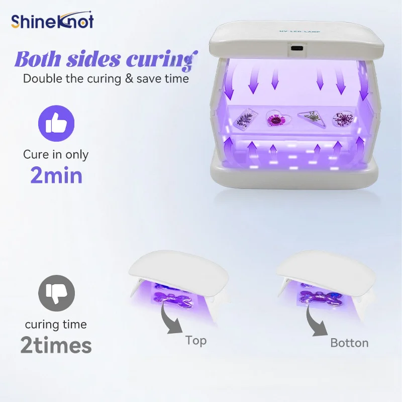 SHINEKNOT LED Double-Sided Uv Curing Lamp Compact Mini Portable Purple Light Lamp Fast Curing Nail Plate Adhesive Gel Lamp