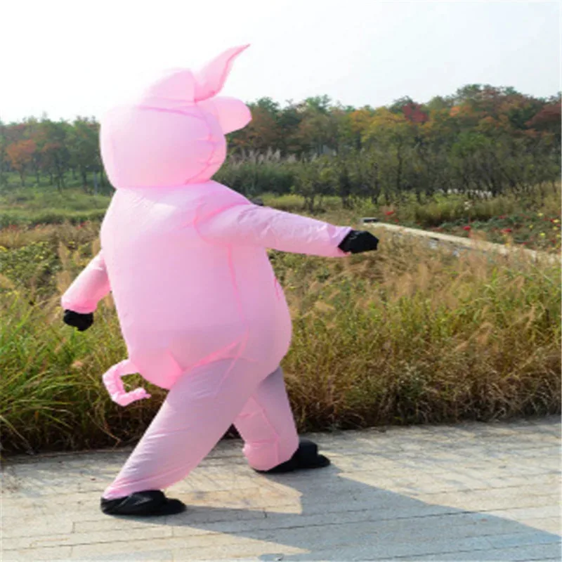 فستان خنزير وردي قابل للنفخ للأطفال البالغين زي تنكري أنيمي خنزير السنة الجديدة ملابس تنكرية لطيفة للحفلات التنكرية