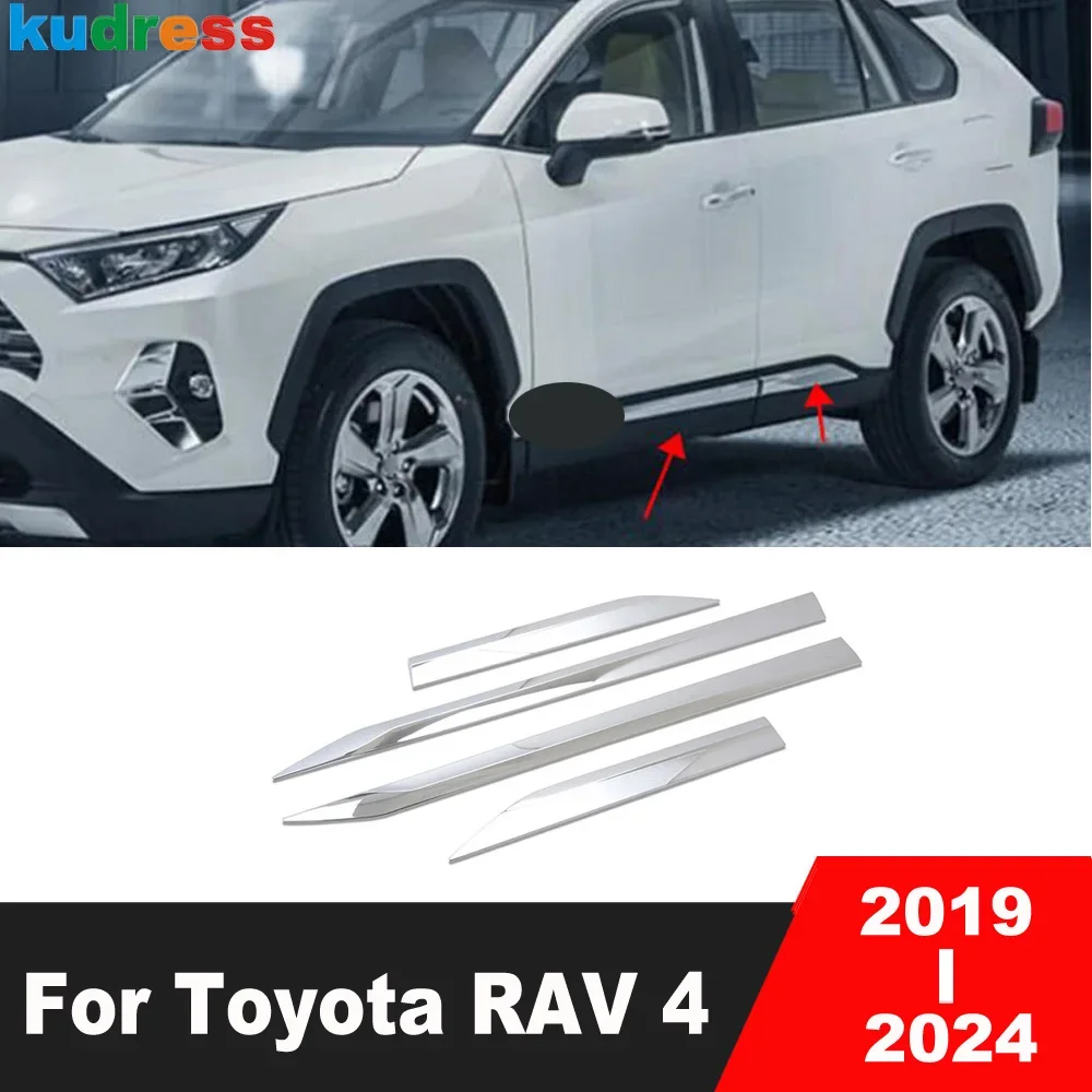 

Side Door Body Trim For Toyota RAV4 RAV 4 2019-2021 2022 2023 2024 Chrome Car Door Line Steamer Panel Molding Strip Accessories