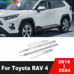 Side Door Body Trim For Toyota RAV4 RAV 4 2019-2021 2022 2023 2024 Chrome Car Door Line Steamer Panel Molding Strip Accessories