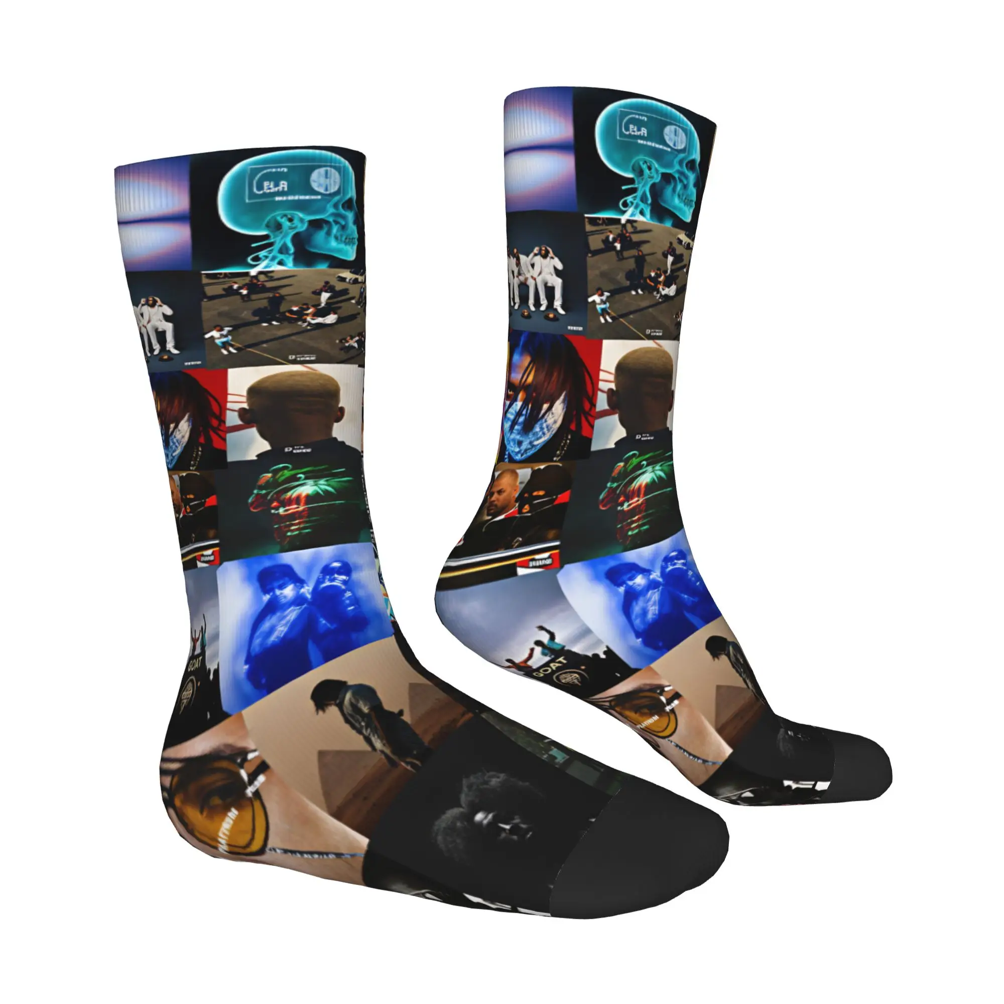 Cool P-PNL Collage Le Monde Chico Socks Men Women Warm 3D Print French Rapper Mushic Football Sports Socks