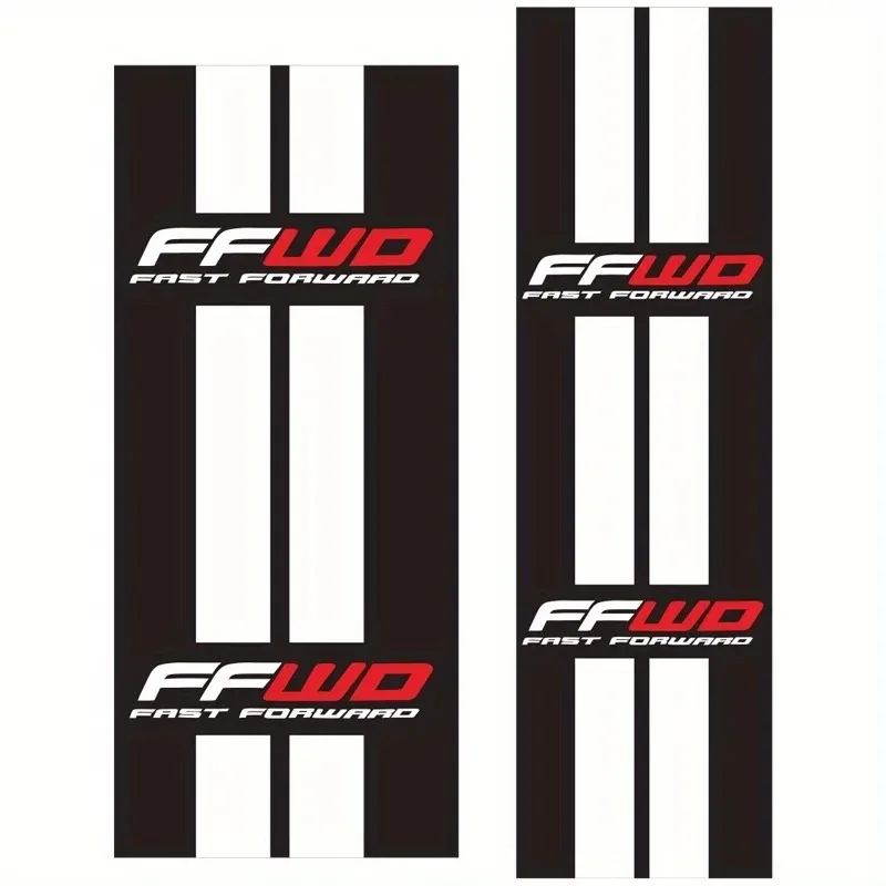 1 Set Fast Forward Style Black & White Stripe Waterproof Decals For Bike Wheel & Frame Decoration