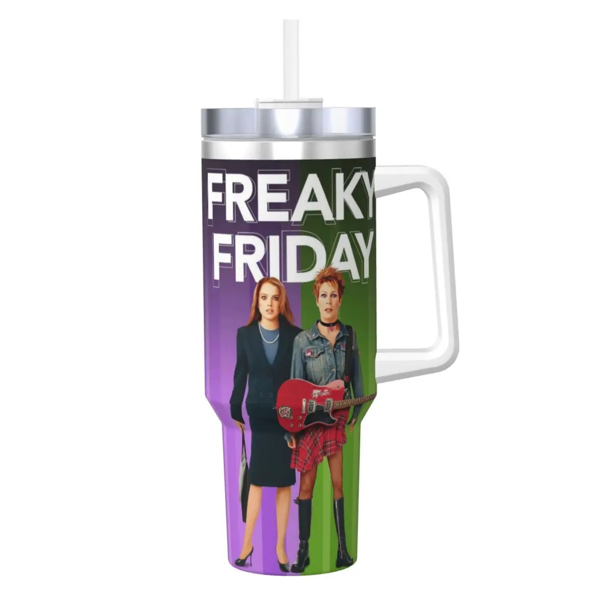 

Стакан из нержавеющей стали, кружка Freaky Friday, чашка с соломинкой, дорожная бутылка для холодной и горячей воды, изолированная большая кофейная кружка