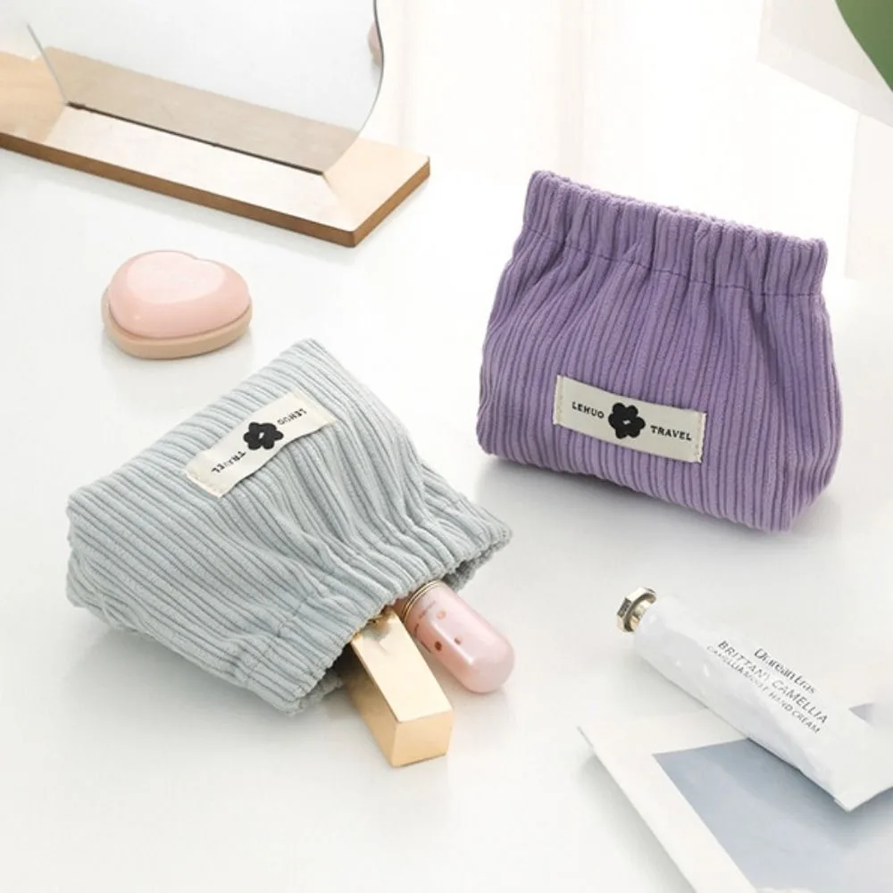 New Mini Shrapnel Bag Solid Color Corduroy Lipstick Purse Soft Cosmetic Bag Travel