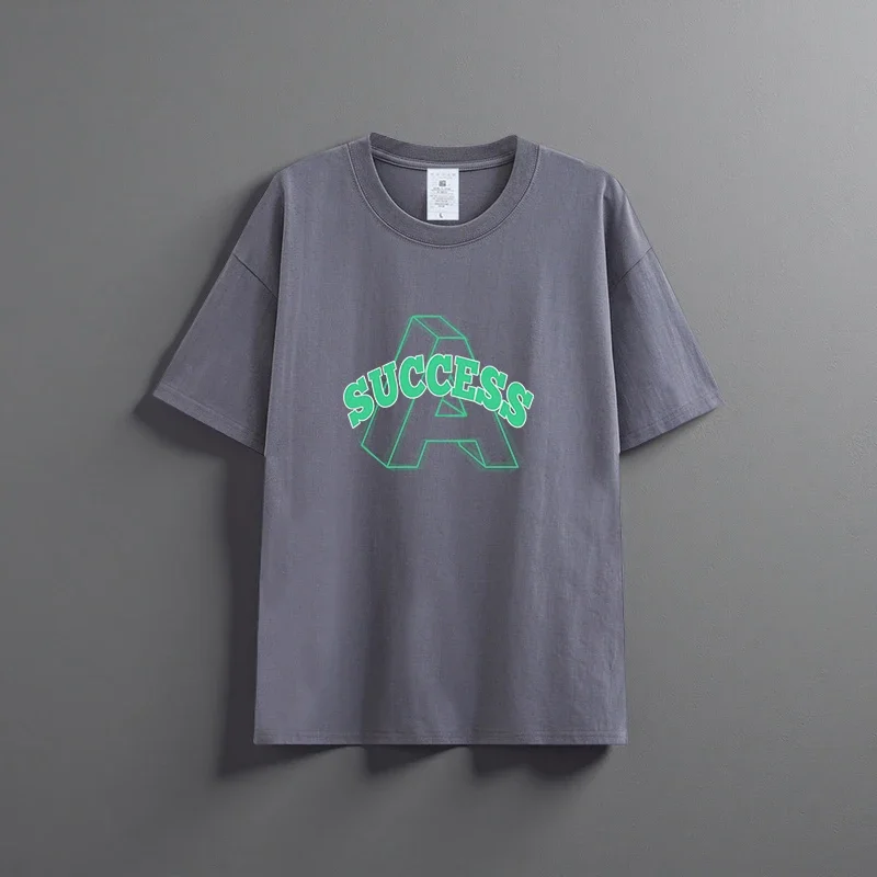 

Summer new unisex versatile pure cotton T-shirt fashionable casual round neck top breathable loose fit print short sleeved shirt