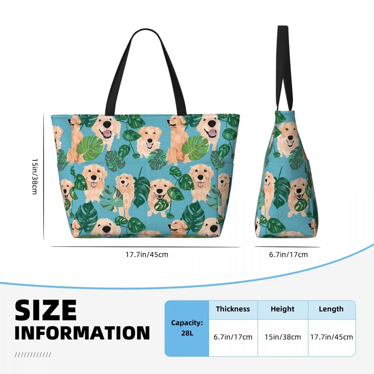 Golden Labrador Retriever Dog Tropical Beach Tote Bag Sport Gym Yoga Duffle Large Tote Bag Women Travel Bag Fitness bag