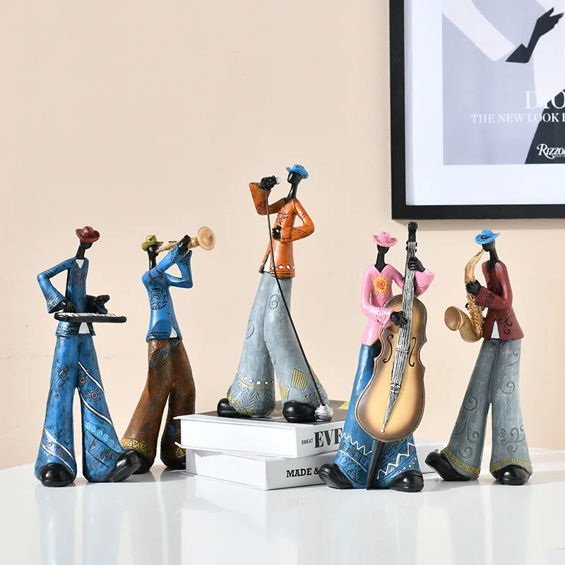 Creative American Band Musical Instrument Model Home Decoration Living Room Porch Study Nordic Arts and Crafts Statue Sculpture