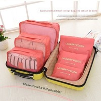 6 Pieces Set Travel Organizer Storage Bags Suitcase Packing Cubes Set Cases Portable Folding Luggage Clothes Shoe Tidy Pouch