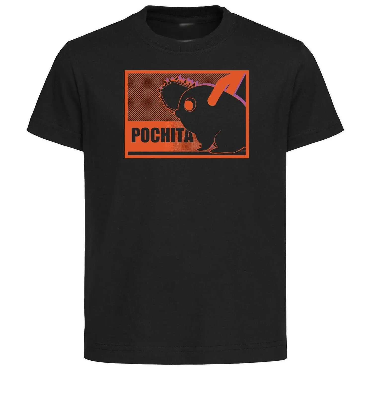 Unisex Black T-Shirt - Anime Manga - Chansaw Man - Pochita-