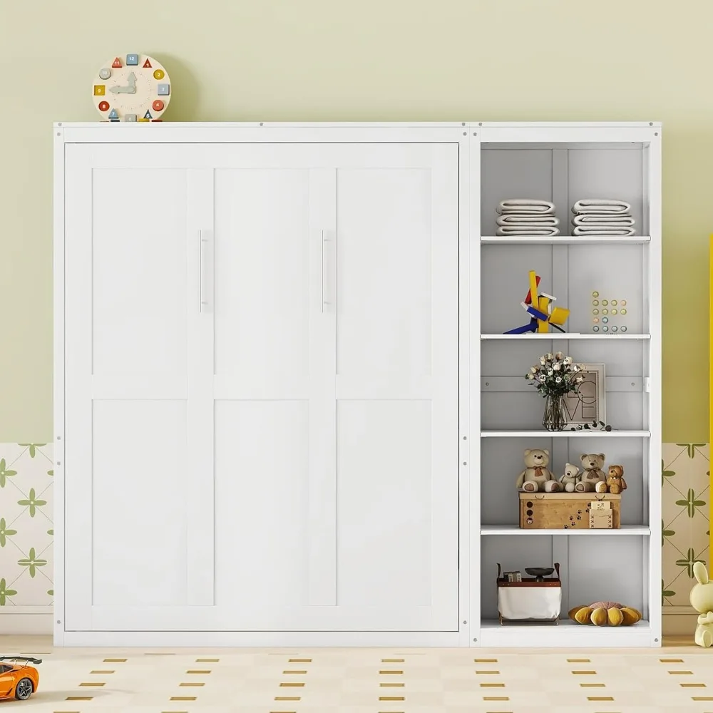 S0da084e5fb6440eb84be7b3b5debbe89w Grey Full Size Murphy Bed with Shelf for Small Rooms and Families