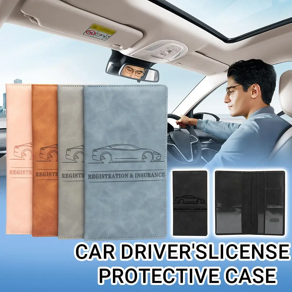 حافظة واقية لرخصة قيادة السيارة من الجلد، غطاء رخصة تسجيل السيارة، تأمين حامل القيادة D0N9 #6