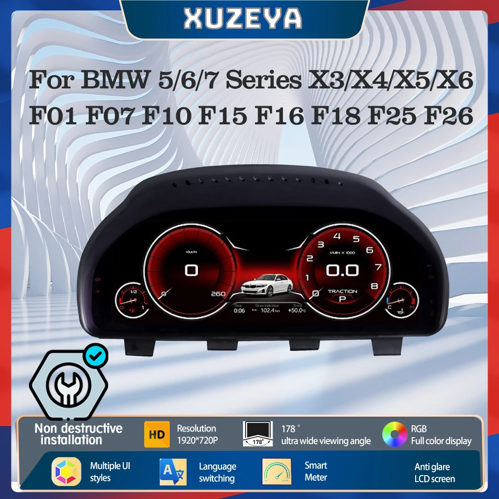 

For BMW 5 Series /GT 6 Series 7 Series X3 X4 X5 X6 2009-2017 Carplay Car LCD Dashboard Cluster Virtual Cockpit Instrument Panel