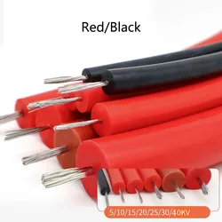 DC High Voltage Silicone Cable5/10/15/20/25/30/40KV 20/18/17/15/13/11/9AWG1Meter Heat Resistance 200℃ Spark Plug Cable Red/Black