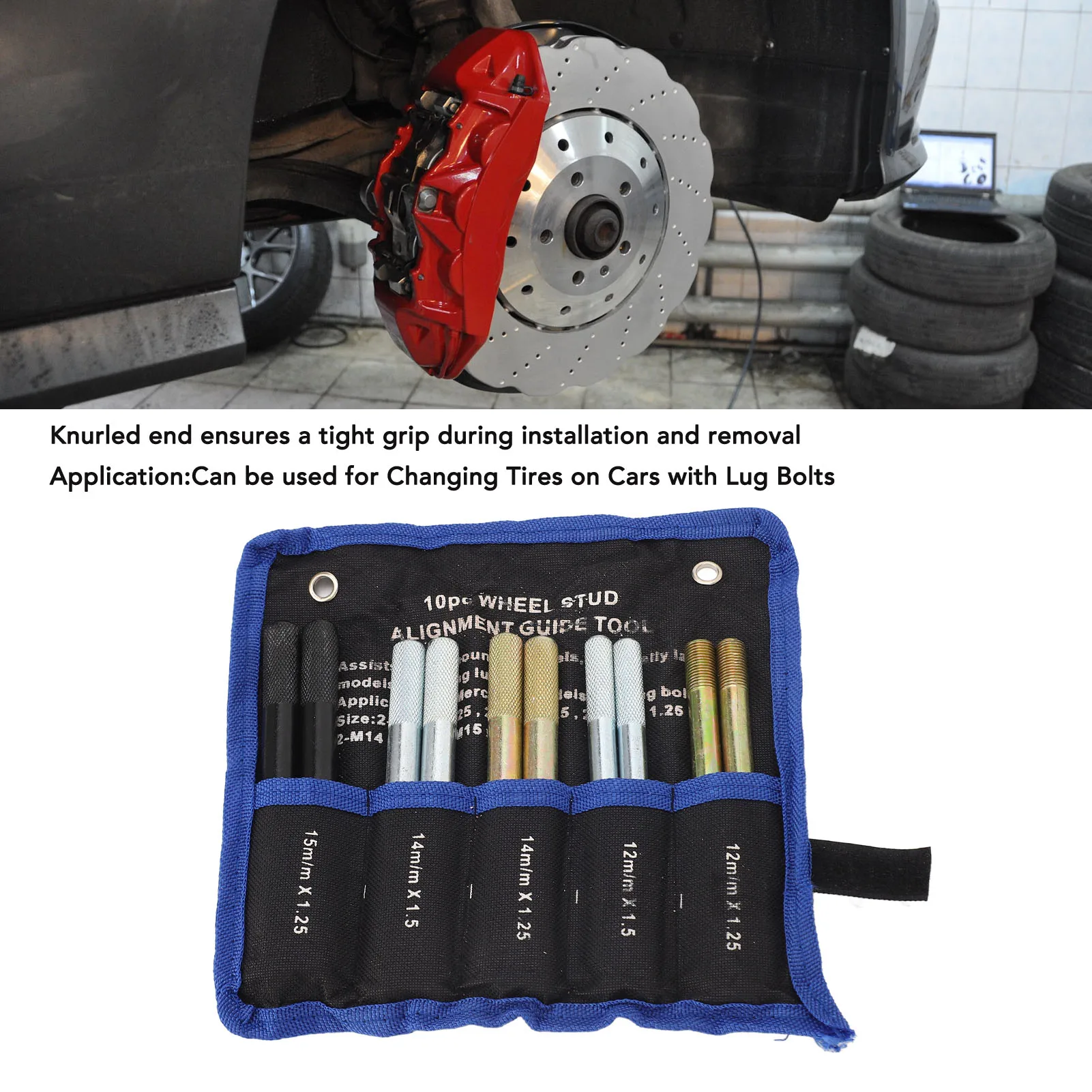 

Wheel Stud Alignment Pin Aluminum Alloy Tight Grip Knurled End Wheel Fixing Bolts Fit for Vehicles