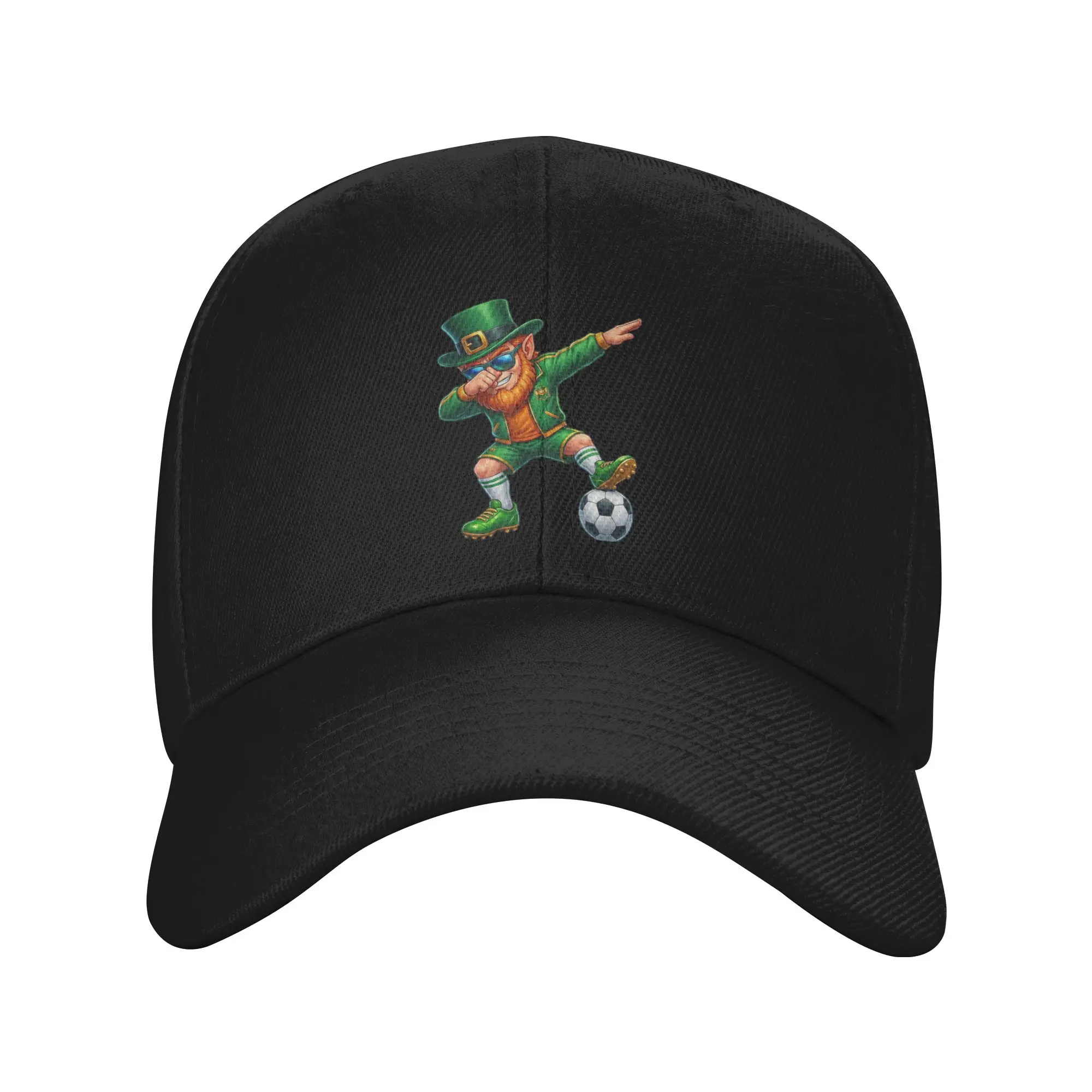 Funny Leprechaun Palying Soccer Player St Patricks Day Baseball Cap Outdoor Gym Sunscreen Hip Hop Hats Retro Print Baseball Caps