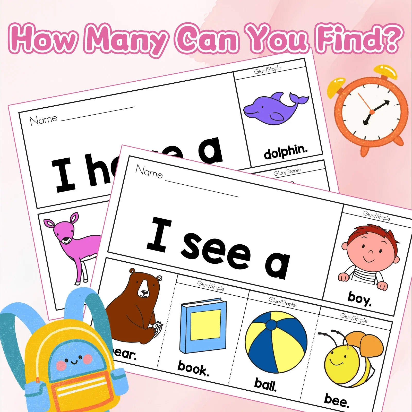 Kids English Word Coloring Workbook, Cute Cartoon Designs, Preschool Educational Activity Book for Fun English Learning view 5