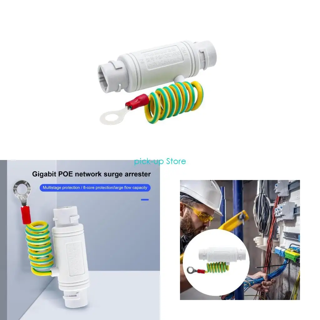 

Q5WA Gigabit PoE Networks Arrester, RJ45 Gigabit Networking Protector Outdoor Waterproof,Stable Connectivity