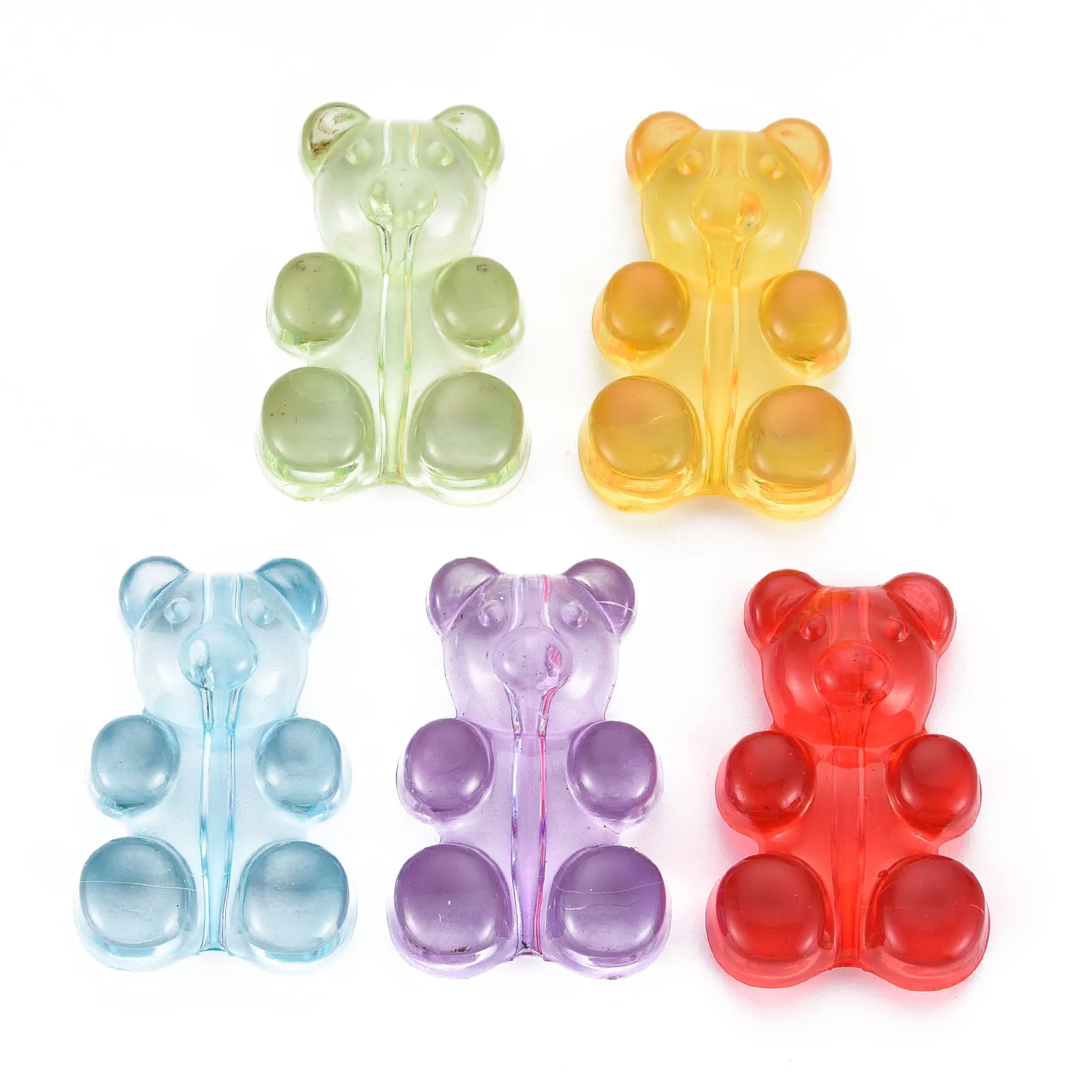 Colorful Cute Acrylic Bear Beads Vertical Hole Animal Spacer Beads for Jewelry Making Necklace Bracelet Earrings Charm DIY Craft