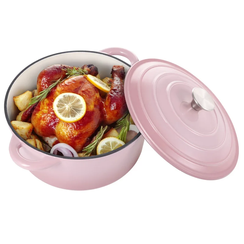 

Enameled Oven Pot With Lid Cast Iron Oven With Dual Handles For Bread Baking Cooking Non Stick Enamel Coated Cookware