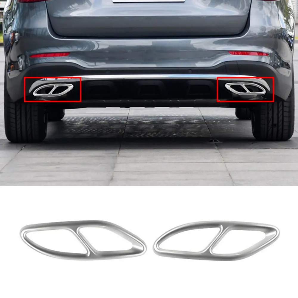 2Pcs Chrome Stainless Steel Tail Exhaust Pipe Cover Trim For Mercedes Benz GLC 2016 2017 2018 2019 Car Accessories 2