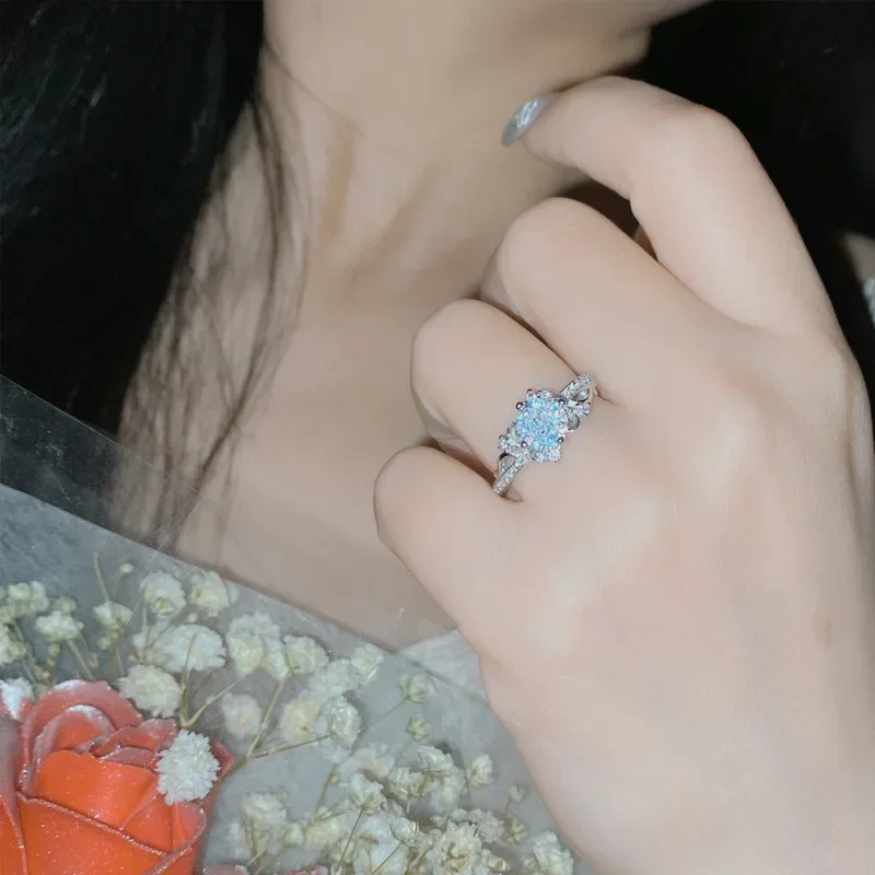 MDLFES Moiss1n الماس نمط الأصلي المتخصصة زهرة الأميرة الزفاف الفرقة 18K مايكرو تمهيد بريليانس