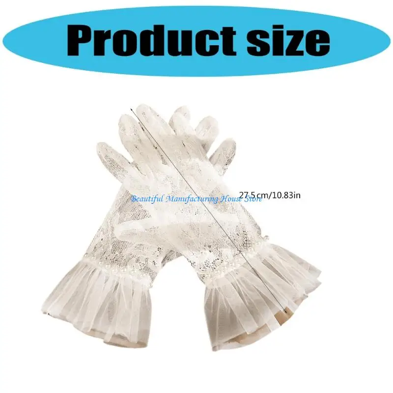 E56A الدانتيل زهرة قفازات السهرة قفازات شفافة للعروس مناسبة رسمية مريحة حفل زفاف العروس اليد الملحقات