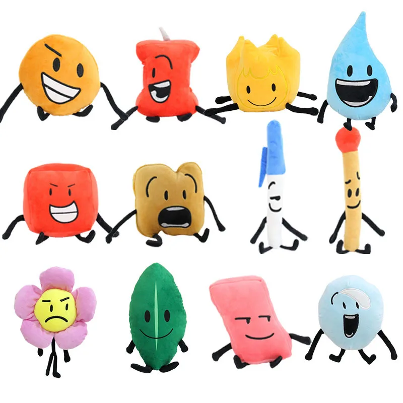 Batalla para Dream Island BFDI juguete de peluche muñeca Caroon figura de peluche suave rotulador patatas fritas botella uña pastel grapadora nube rubí regalos