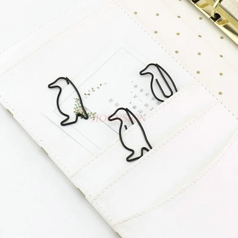 15pcs Black Penguin Shape Paper Clips Paper Notes Clips Bookmark Binder Clips Notes Letter