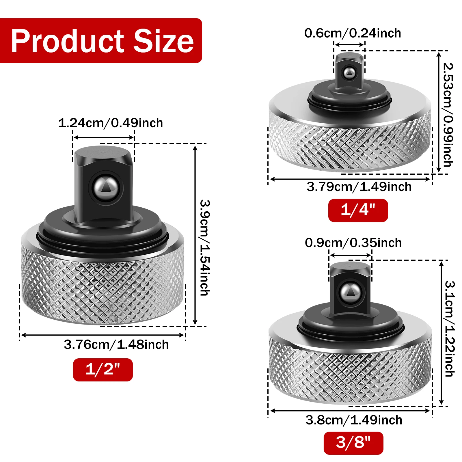 3Pc Mini Ratchet Socket Wrench Set Carbon Steel Ratchet Socket Finger Reversible Thumb Wheel Socket Wrench 1/2 3/8 1/4inch Drive