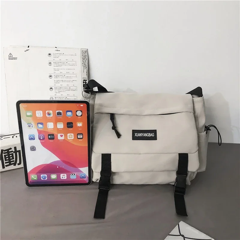 Men Women School Bags Messenger Bag College Student Schoolbags Unisex Book Pack Large Capacity Mochila Crosbody Bag 2024 Trend